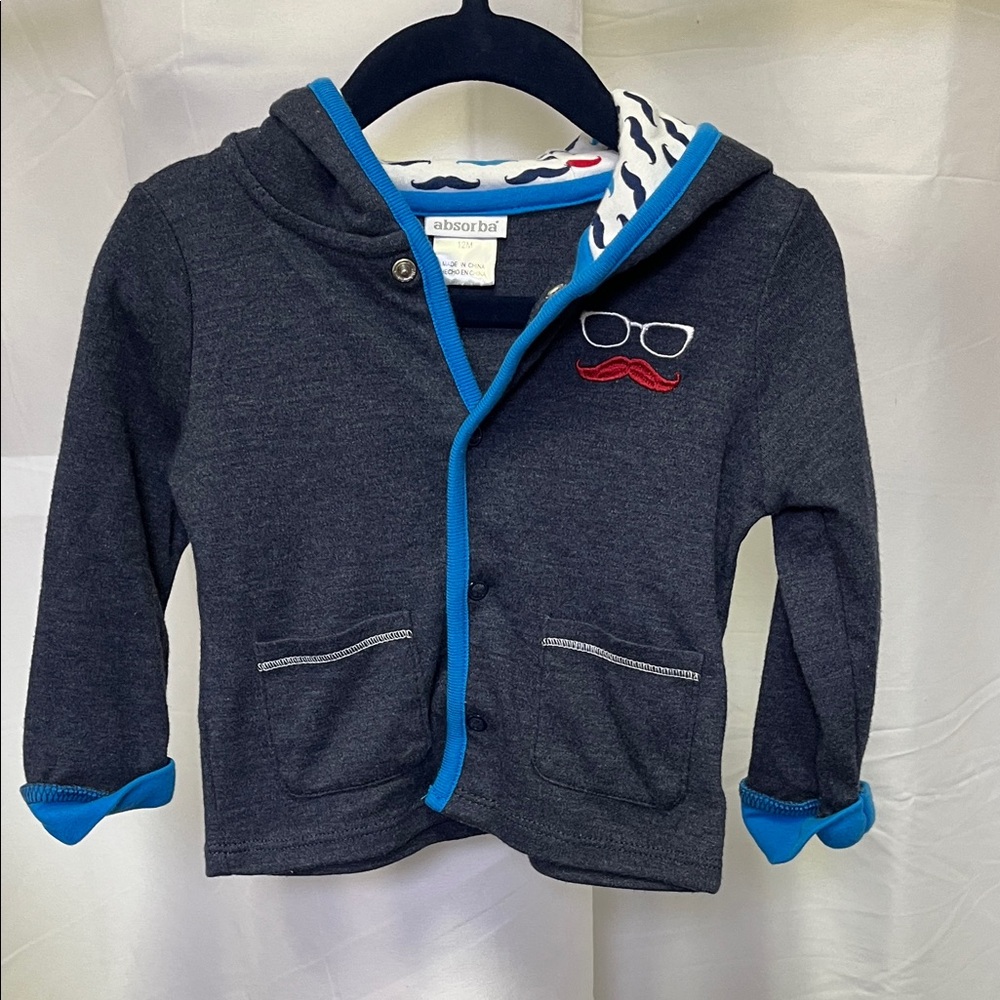 Absorba baby Blue Kids Hoodie with snaps 12 months